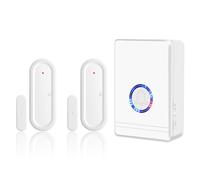 NineLeaf Carillon sans Fil Sonnette de Portée de 200M/600FT, Detecteur sans Fil pour Portes et Fenêtres, 48 sonneries, système d'alarme de sécurité à Domicile, sécurité de Magasin 1Récepteur 2Chime