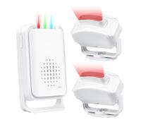 NineLeaf Détecteur de Mouvement Sonnette avec Alarme,Détecteur de Passage avec Carillon pour Magasin,Alarme Maison sans Fil,4 LED & Vibration,280M,pour Intérieur et Extérieur |1 Récepteur,2 Capteurs