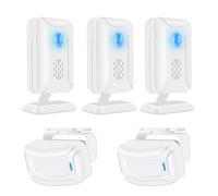 NineLeaf Détecteur De Passage, Carillon De Passage Magasin, Détecteur De Mouvement sans Fil,Antivol,36 Sonneries, 5 Sonneries De Bienvenue,Aux Locaux Domestiques Et Commerciaux(3Récepteur+2Capteurs)