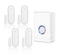 NineLeaf Détecteur d'ouverture de Porte, Alarme Porte et fenêtre, Ring Chime avec récepteurs à Prise électrique, portée de Fonctionnement 600ft pour Maison Entreprise Magasin, 1 Carillon 4 récepteurs