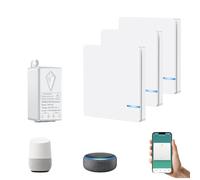 NineLeaf Interrupteur Connecté, commande par application via Tuya et Smartlife, compatible avec Alexa et Google Assistant, Wi-Fi 2.4 GHz uniquement(2 interrupteur 2 WiFi récepteur)