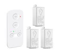NineLeaf Interrupteur Sans Fil, Kit Interrupteur Sans Fil, Portée RF de 150 m, Pile incluse, aucun câblage nécessaire,programmable,pour plafonniers,ventilateurs,lampes,étanche 1Télécommande 3Récepteur
