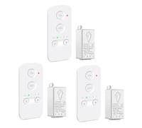 NineLeaf Interrupteur Sans Fil, Kit Interrupteur Sans Fil, Portée RF de 150 m, Pile incluse, aucun câblage nécessaire, programmable,télécommande pour plafonniers,ventilateurs,lampes,étanche,3Ensembles