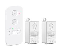 NineLeaf Interrupteur Sans Fil, Kit Interrupteur Sans Fil, Portée RF de 150 m, Pile incluse, aucun câblage nécessaire,programmable,pour plafonniers,ventilateurs,lampes,étanche 1Télécommande 2Récepteur