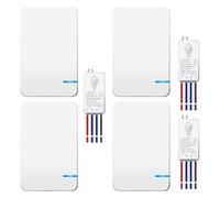 NineLeaf Kit d'interrupteur portable sans fil pour lampes LED avec télécommande Récepteur sans fil Pas de câblage Pas de batterie nécessaire Facile à installer (4Interrupteur 3Récepteur)