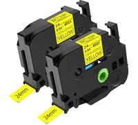 NineLeaf Lot de 2 cartouches d'étiquettes extra résistantes pour imprimantes Brother TZ-S651 TZe S651 TZeS651 TZS651 Noir sur jaune 24 mm x 8 m