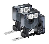 NineLeaf Lot de 2 recharges de ruban d'étiquettes noir sur argent compatible avec Dymo D1 45022 12 mm x 7 m Rubans à utiliser dans LabelManager PnP 160 260P 210D 280 360D 420P 450 450D ColorPop