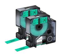 NineLeaf Lot de 2 rouleaux de ruban adhésif pour imprimante DYMO D1 45019 S0720590 12 mm x 7 m Noir Imprimé sur Vert pour DYMO LabelManager 160 280 420P PnP 220P 1/2" x 23 pieds