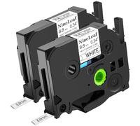 Nineleaf Lot de 2 rubans adhésifs thermorétractables pour imprimante Brother P-Touch HSe-221 HSe221 HS221 HS-221 HS-221 8,8 mm 1,5 m pour imprimante PT-E300 PT-E500 PT-E550W PT-P750WVP Noir sur blanc
