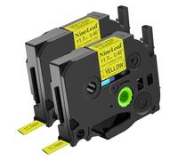 Nineleaf Lot de 2 rubans adhésifs thermorétractables pour imprimante Brother P-Touch HSe-631 HSe631 HS631 HS-631 11,7 mm 1/2" 4,92 ft pour imprimante PT-E300 PT-E500 PT-E550W PT-P750WVP Noir sur Jaune