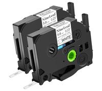 NineLeaf Lot de 2 rubans d'étiquettes thermorétractables compatibles avec Brother HSe-211 HSe211 HS-211 HSE 5,8 mm x 1,5 m Noir sur blanc pour fils P-Touch PT-E500 E550W P750W P750WN P900W
