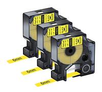 NineLeaf Lot de 3 Compatible pour DYMO 18052 Rhino Gaine Thermorétractable IND Tube 6mm x 1.5m Noir sur Jaune pour Imprimante D'étiquettes Rhino 3000 4200 5000 5200 6000 Industrielle Étiqueter