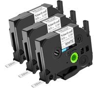 NineLeaf Lot de 3 rouleaux de ruban adhésif thermorétractable HSe HS 221 Noir sur blanc compatible avec étiqueteuse Brother HSe-221 HSe221 HS221 P-Touch PT1120 PTD200 PT1160 - 8,8 mm x 1,5 m