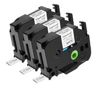 NineLeaf Lot de 3 Rouleaux de Ruban Thermorétractable HSe HS 241 Noir sur Blanc Compatible pour Brother HSe-241 HSe241 HS241 HS241 HS-241 P-Touch PT300 ST1150 PT1750 17,7 mm x 1,5 m