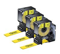 NineLeaf Lot de 3 rubans d'étiquettes industriels compatibles DYMO 18058 Rhino - 3/4" x 5 pieds noir sur jaune pour LabelWriter et fabricant d'étiquettes industrielles Rhino 1000 3000 4200 5000 5200