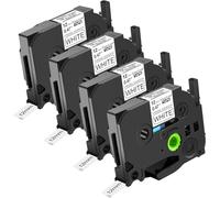 NineLeaf Lot de 4 compatibles avec Brother TZ-S231 TZe-S231 Rubans Adhésif Puissant Noir sur Blanc Laminés pour PT-H100LB PTH107B PTE110 PTH200 1250S PT-H101C PTD400 D400VP PTE300VP PTP750W, 12mm x 8m