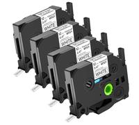 NineLeaf Lot de 4 rubans d'étiquettes 12 mm compatibles avec Brother P-Touch TZe-231 12 mm Blanc laminé TZe231 TZ-231 1/2" TZe TZ pour étiqueteuse Ptouch PT-D210 D200 D220 H100 H110 D400