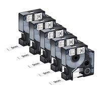 NineLeaf Lot de 5 rouleaux de ruban thermorétractable pour Dymo Rhino 18053 S0718280 Noir sur blanc 9 mm x 1,5 mm pour câbles Rhino 3000 4200 5000 5200 6000 Tyco T107M