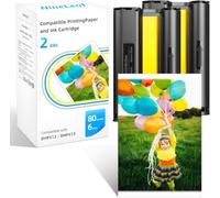 NineLeaf Lot de 80 feuilles de papier photo Liene Amber M100/M200/M110/M210 de 10 x 15 cm et 2 rubans encreurs pour imprimantes photo DHP512 DHP513 DHP514 DHP515