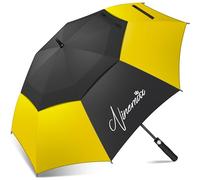 NINEMAX Grand Parapluie Golf, Ombrelle Grande Taille Anti Vent Solide Résistant, XL Parapluies Geant Tempete Incassable pour Homme Femme 2 Personnes (Noir/Jaune/Noir)