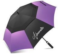 NINEMAX Grand Parapluie Golf, Ombrelle Grande Taille Anti Vent Solide Résistant, XL Parapluies Geant Tempete Incassable pour Homme Femme 2 Personnes (Noir/Mauve)