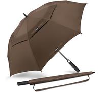 NINEMAX Grand Parapluie Golf, XL Ombrelle Grande Taille Anti Vent Solide Résistant, Parapluies Geant Tempete Incassable pour Homme Femme 2 Personnes (Marron)