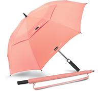 NINEMAX Grand Parapluie Golf, XL Ombrelle Grande Taille Anti Vent Solide Résistant, Parapluies Geant Tempete Incassable pour Homme Femme 2 Personnes (Rose Tendre)