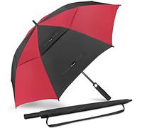 NINEMAX Grand Parapluie Golf, XXL Ombrelle Grande Taille Anti Vent Solide Résistant, Parapluies Geant Tempete Incassable pour Homme Femme 2 Personnes (Noir/Rouge)
