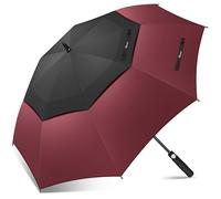 NINEMAX Grand Parapluie Golf,XXL Ombrelle Grande Taille Anti Vent Solide Résistant, Parapluies Geant Tempete Incassable pour Homme Femme 2 Personnes (Noir/Bordeaux)