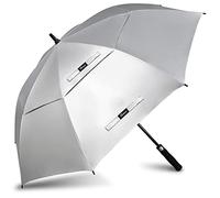 NINEMAX Grand Parapluie Soleil Anti UV, Parapluies Golf Grande Taille Tempête, Ombrelle Solide Anti Vent Résistant Incassable pour Homme Femme 2 Personnes (Argent/Noir)