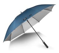 NINEMAX Grand Parapluie Soleil Anti UV, XL Parapluies Golf Grande Taille Tempête, Ombrelle Solide Anti Vent Résistant Incassable pour Femme Homme 2 Personnes (Bleu Saphir/Argent)
