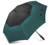 NINEMAX Parapluie De Golf Grande Taille,62 Inch Parapluie Golf Automatique Ouverture Double Canopée pour Homme Femme(Noir/Vert Foncé)