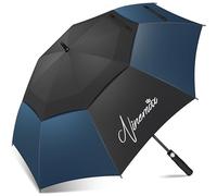 NINEMAX Parapluie De Golf Grande Taille 62Inch,Grand Parapluie Golf Automatique Ouverture Parapluie et Coupe-vent Double Canopée pour Homme Femme(Noir/Bleu Foncé)
