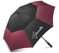 NINEMAX Parapluie De Golf Grande Taille 62Inch,Grand Parapluie Golf Automatique Ouverture Parapluie et Coupe-vent Double Canopée pour Homme Femme(Noir/Bourgogne)