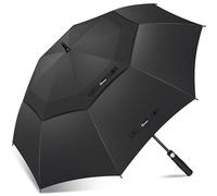 NINEMAX Parapluie De Golf Grande Taille 62Inch,Grand Parapluie Golf Automatique Ouverture Parapluie et Coupe-vent Double Canopée pour Homme Femme(Noir)