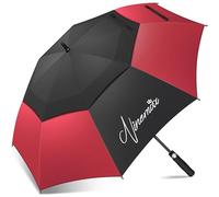 NINEMAX Parapluie De Golf Grande Taille 68Inch,Grand Parapluie Golf Automatique Ouverture Parapluie et Coupe-vent Double Canopée pour Homme Femme(Noir/Grand Rouge)