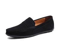 Ninepointninetynine Chaussures de mocassins for hommes véritables coutures de coutures de cuir Détails TOE en daim vampiculation Penny Penny Loafer Semelle Semelle Résistante Plat Talon Flexible Anti-