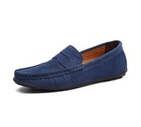 Ninepointninetynine Chaussures de mocassins for hommes véritables coutures de coutures de cuir Détails TOE en daim vampiculation Penny Penny Loafer Semelle Semelle Résistante Plat Talon Flexible Anti-