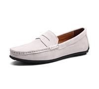 Ninepointninetynine Chaussures de mocassins for hommes véritables coutures de coutures de cuir Détails TOE en daim vampiculation Penny Penny Loafer Semelle Semelle Résistante Plat Talon Flexible Anti-