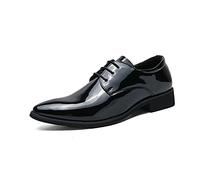 Ninepointninetynine Chaussures habillées for Hommes à Lacets Bout Pointu Bruni Chaussures Derby Faux Cuir Bas Semelle en Caoutchouc antidérapant Anti-dérapant Mariage (Color : Noir, Size : 44.5 EU)