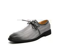 Ninepointninetynine Chaussures habillées pour homme à lacets noires à bout bruni Derby en cuir PU antidérapant talon bloc semelle en caoutchouc classique, gris, 42 1/3 EU