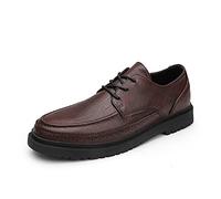 Ninepointninetynine Chaussures Oxford à lacets pour homme - Bout rond - En cuir végétalien - Semelle en caoutchouc antidérapante, marron, 42 2/3 EU