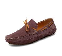 Ninepointninetynine Mocassins for Hommes Bout Rond Chaussures Bateau en Cuir antidérapantes Souples Confortables fête sans Lacet (Color : Marron, Size : 45 EU)