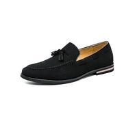 Ninepointninetynine Mocassins for Hommes, Bout Rond, Empeigne en Daim avec Pompon, Chaussures à Talon Plat, légers et Confortables, à Enfiler for Mariage (Color : Noir, Size : 41 EU)