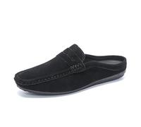 Ninepointninetynine Mocassins for Hommes Chaussures Bout Rond Daim Vamp Penny Demi Mocassins Chaussures Confortable Anti-dérapant Talon Plat décontracté Bal sans Lacet (Color : Noir, Size : 42 EU)