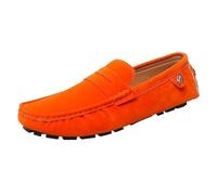 Ninepointninetynine Mocassins pour homme à bout rond en daim - Mocassins de conduite confortables et flexibles - Talon plat tendance et décontracté, Orange, 42 1/3 EU