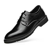 Ninepointninetynine Robe Oxford Chaussures for Hommes À Lacets Bout Rond en Cuir Derby Chaussures Semelle en Caoutchouc Bas Talon Bloc Antidérapant Classique (Color : Noir, Size : 43 EU)