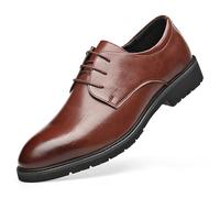 Ninepointninetynine Robe Oxford Chaussures for Hommes À Lacets Bout Rond en Cuir Derby Chaussures Semelle en Caoutchouc Bas Talon Bloc Antidérapant Classique (Color : Marron, Size : 39 EU)