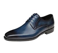 Ninepointninetynine Robe Oxford for Hommes à Lacets Bout Rond Bruni Chaussures Derby en Cuir antidérapant Semelle en Caoutchouc antidérapante Affaires(Bleu,44 EU)