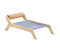 NINESHE Chaise de Plage Chat Hamac à Chaise de Plage avec Sisal Gratteur à Forte Capacité de Roulement en Bois Toutes Saisons de Lit de Chat Surélevé pour Intérieur Extérieur (Beach Sisal Roller Bed)